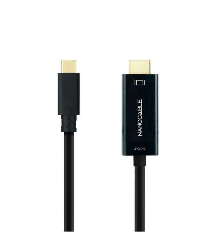 Cable Conversor Nanocable 10.15.5133  USB Tipo-C Macho - HDMI Macho  3m  Negro