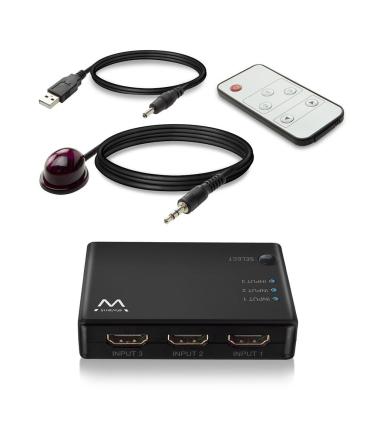 CONMUTADOR EWENT HDMI 3 PUERTOS 4K 30HZ  USB MANDO A DISTANCIA