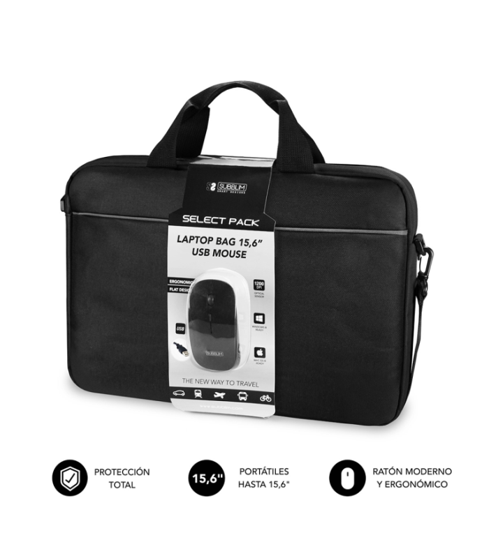 KIT MALETIN+RATON SUBBLIM LAPTOP BAG 15,6\" NEGRO