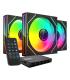 Pack 3 Ventiladores Mars Gaming MF-3DPROKIT  12cm + HUB + Mando A Distancia  ARGB
