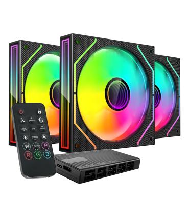 Pack 3 Ventiladores Mars Gaming MF-3DPROKIT  12cm + HUB + Mando A Distancia  ARGB