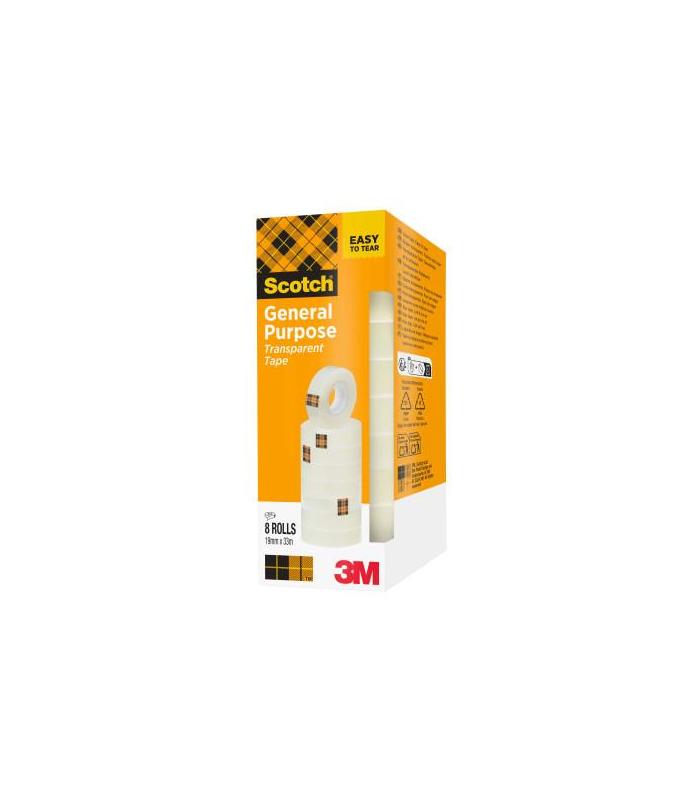 PACK 8 ROLLOS CINTAS ADHESIVAS TRANSPARENTE 19MM X 33M 508/1933 SCOTH 7100213205
