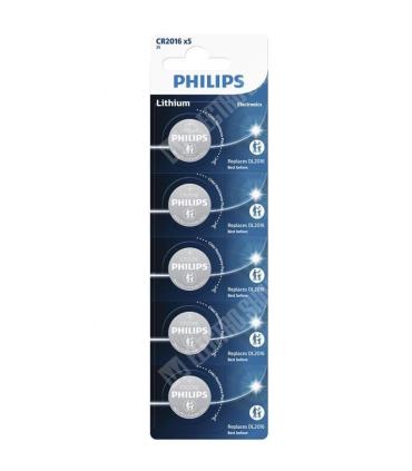 Pack de 5 Pilas de Botn Philips CR2016P5/01B Lithium/ 3V