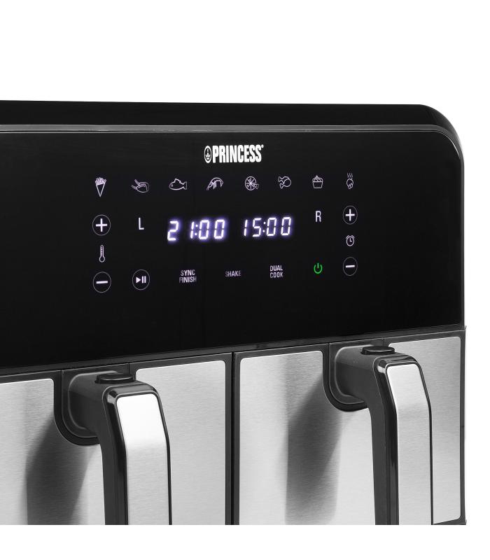 Freidora Por Aire Airfryer   Sin Aceite Princess Double Basket Airfryer 182074  2400W  Capacidad 8L