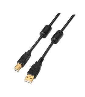 Cable USB 2.0 Impresora Aisens A101-0010  USB Tipo-B Macho - USB Macho  Hasta 2.5W  60Mbps  3m  Negro