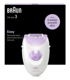 DEPILADORA ELECTRICA BRAUN SILK-EPIL 3 SE3-000 RODILLO MASAJE LUZ SMARTLIGHT