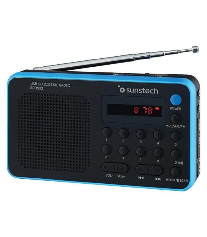 Radio Porttil Sunstech RPDS32BL/ con Batera/ Negra y Azul