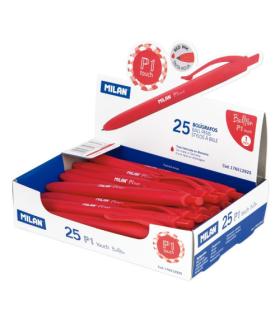 Milan 176512925 bolgrafo Rojo Bolgrafo de punta retrctil con pulsador 25 pieza(s)