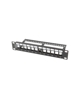 PATCH PANEL LANBERG 12 PUERTOS 1U RACK 19-ORGANIZADOR MODULOS KEYSTONE NEGRO