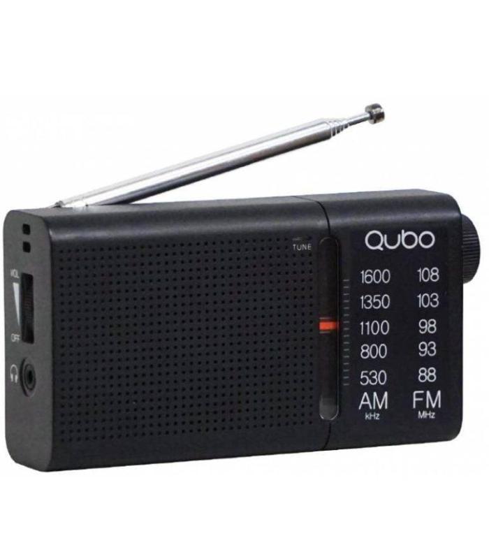Radio Porttil Qubo RS-2/ con Cable/ a Pilas/ Negra