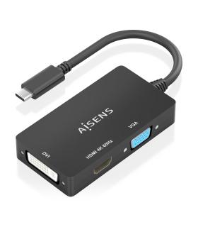 Conversor HDMI Aisens A109-0954  USB Tipo-C Macho - DVI HDMI VGA Hembra  15cm  Negro