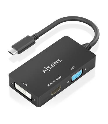 Conversor HDMI Aisens A109-0954  USB Tipo-C Macho - DVI HDMI VGA Hembra  15cm  Negro