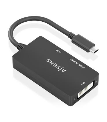 Conversor HDMI Aisens A109-0954  USB Tipo-C Macho - DVI HDMI VGA Hembra  15cm  Negro