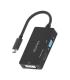 Conversor HDMI Aisens A109-0954  USB Tipo-C Macho - DVI HDMI VGA Hembra  15cm  Negro