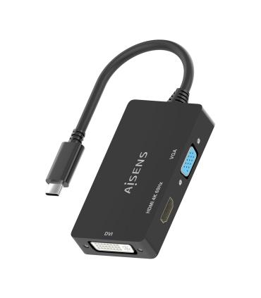 Conversor HDMI Aisens A109-0954  USB Tipo-C Macho - DVI HDMI VGA Hembra  15cm  Negro