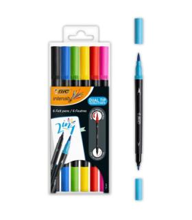 BIC Intensity Dual Tip rotulador Negro, Azul, Verde, Prpura, Rojo, Amarillo 6 pieza(s)