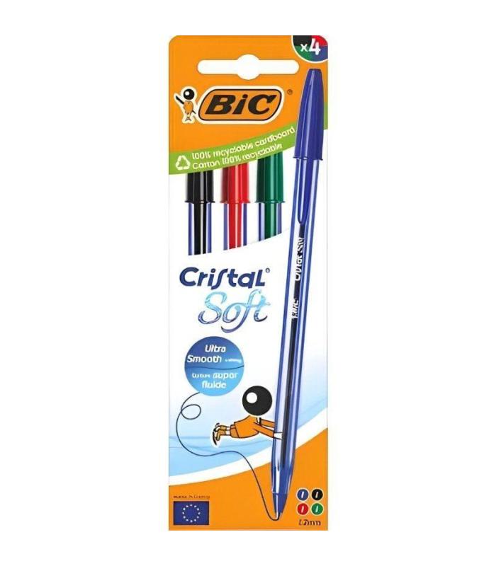 Bolgrafo de Tinta de Aceite Bic Cristal Original 516343/ 4 unidades/ Colores Surtidos