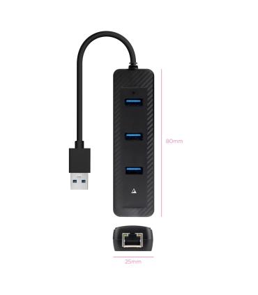 Hub USB 3.0 Nanocable 10.16.4604  3xUSB  1xRJ45  Negro