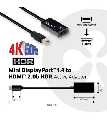 ADAPTADOR ACTIVO MINI DP 1.4 A HDMI 2.0 CLUB3D HDR