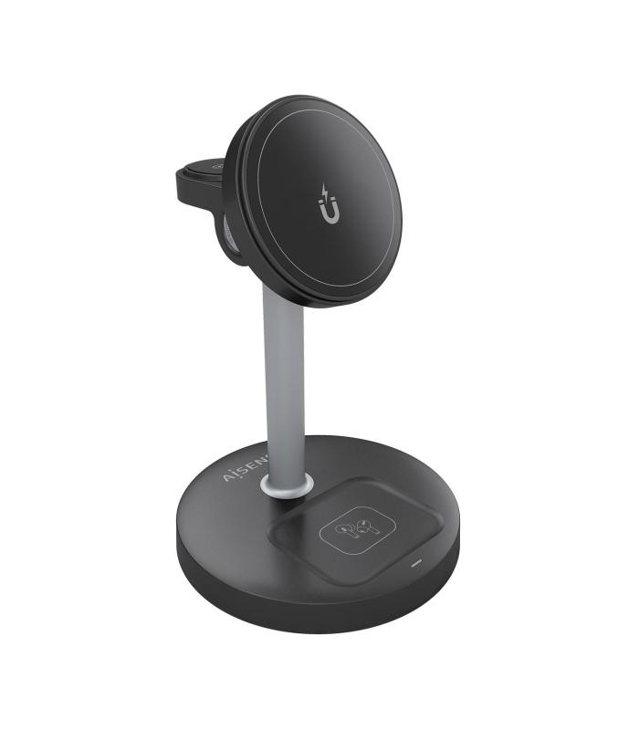 Aisens Cargador Inalmbrico USBC 15W 3 En 1 Negro