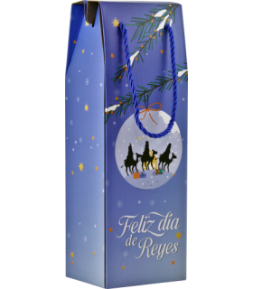 CAJA CON ASA MENSAJES EFECTO MADERA BOTELLERO REYES MAGOS (13X36X10 CM) COLORES SURTIDOS BISMARK 333603