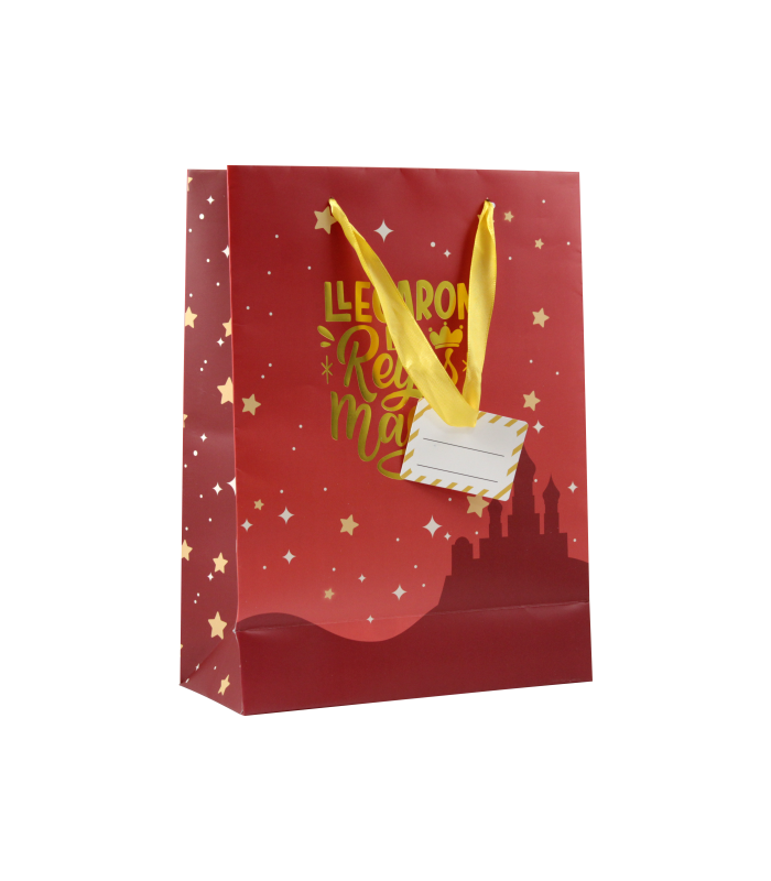 BOLSA PAPEL REYES MAGOS S (24X10X32 CM) FOIL CON TARJETA COLGANTE COLORES SURTIDOS BISMARK 333601