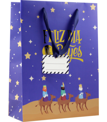 BOLSA PAPEL REYES MAGOS M (27X12X37 CM) FOIL CON TARJETA COLGANTE COLORES SURTIDOS BISMARK 333600