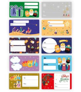 CAJA 100 ETIQUETAS ADHESIVAS PARA REGALOS REYES MAGOS BISMARK 332911