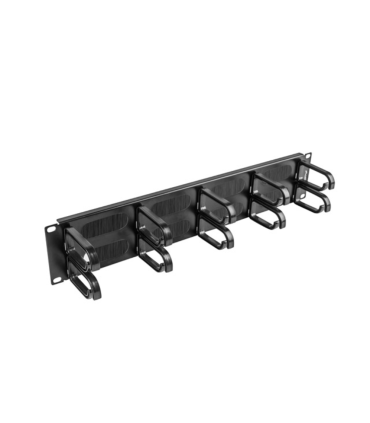ORGANIZADOR DE CABLES LANBERG 10 ANILLOS 19\" 2U TIPO B CON CEPILLO NEGRO