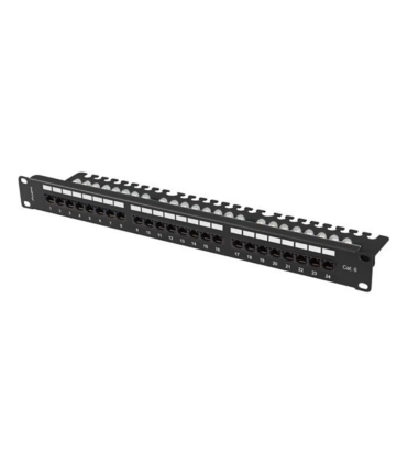 PATCH PANEL LANBERG 24 PUERTOS 1U 19\" CAT.6 UTP CON ORGANIZADOR CABLES NEGRO