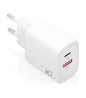 CARGADOR AISENS GAN 30W 1XUSB-C PD3.0 QC4.0 1XUSB-A QC3.0 BLANCO