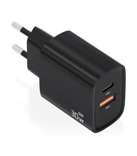 CARGADOR AISENS GAN 30W 1XUSB-C PD3.0 QC4.0 1XUSB-A QC3.0 NEGRO