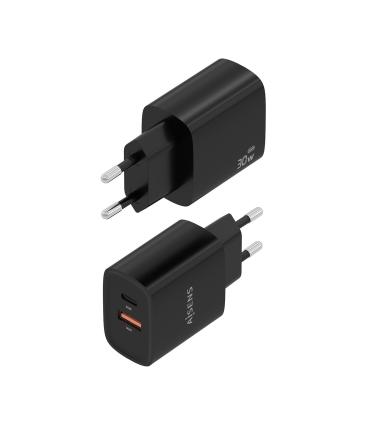 CARGADOR AISENS GAN 30W 1XUSB-C PD3.0 QC4.0 1XUSB-A QC3.0 NEGRO