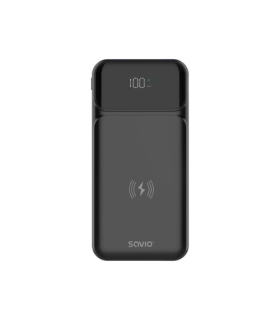 POWERBANK SAVIO BA-09 10000MAH QI CHARGING BLACK