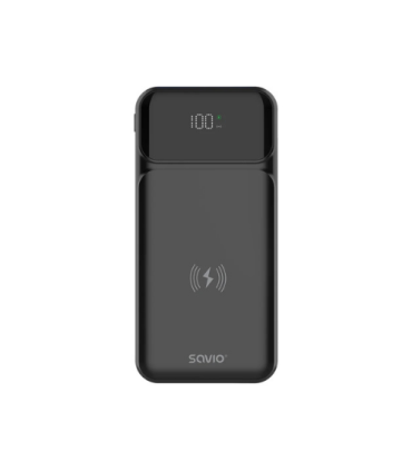 POWERBANK SAVIO BA-09 10000MAH QI CHARGING BLACK