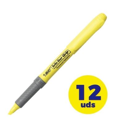 Caja de Marcadores Fluorescentes Bic Brite Liner Grip/ 12 unidades/ Amarillos