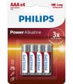 Pack De 4 Pilas AAA Philips LR03P4B/10/ 1.5V/ Alcalinas