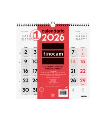 CALENDARIO 2026 NEUTRO PARED NUMEROS GRANDES 300X300MM FINOCAM 780570026