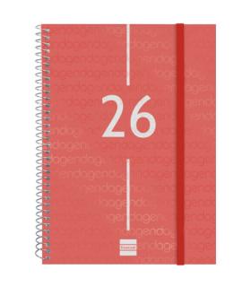 AGENDA 2026 BASIC YEAR E10 155X212MM SEMANA VISTA HORIZONTAL ROJO FINOCAM 741453026