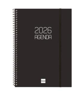 AGENDA 2026 BASIC OPAQUE E10 155X212MM SEMANA VISTA HORIZONTAL NEGRO FINOCAM 742766026