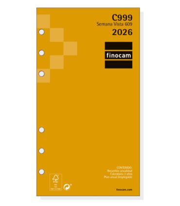RECAMBIO ANUAL 2026 C999 CLASSIC609 94X171MM SEMANA VISTA HORIZONTAL FINOCAM 201260026