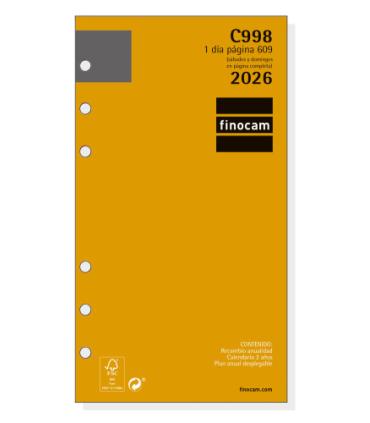 RECAMBIO ANUAL 2026 C998 CLASSIC609 94X171MM DIA PAGINA FINOCAM 201330026