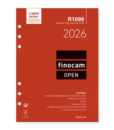 RECAMBIO ANUAL 2026 R1099 OPEN1000 155X215MM SEMANA VISTA VERTICAL FINOCAM 711520026