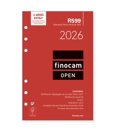 RECAMBIO ANUAL 2026 R599 OPEN500 117X181MM SEMANA VISTA VERTICAL FINOCAM 711500026