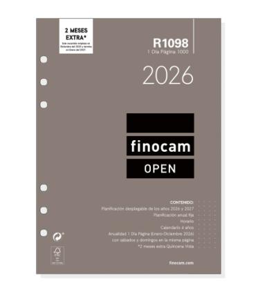 RECAMBIO ANUAL 2026 R1098 OPEN1000 155X215MM DIA PAGINA FINOCAM 711680026