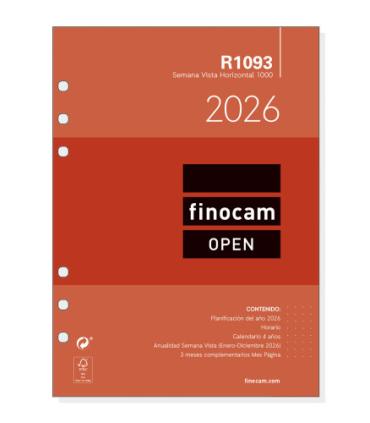 RECAMBIO ANUAL 2026 R1093 OPEN1000 155X215MM SEMANA VISTA HORIZONTAL FINOCAM 711590026