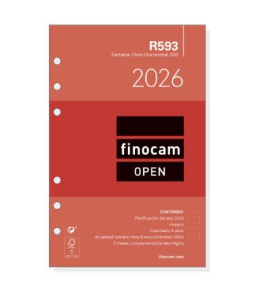 RECAMBIO ANUAL 2026 R593 OPEN500 117X181MM SEMANA VISTA HORIZONTAL FINOCAM 711580026
