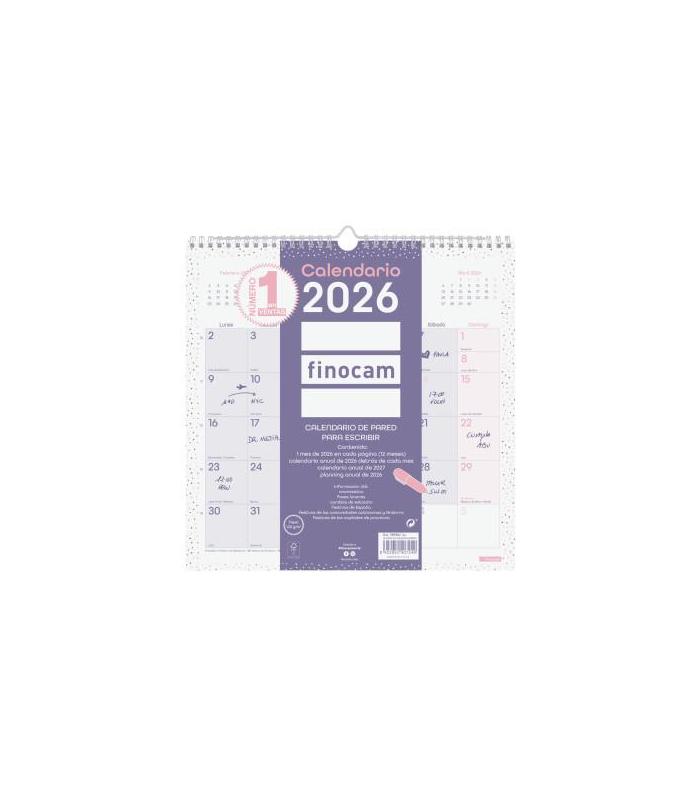 CALENDARIO 2026 PARED TRENDY CHIC ESCRIBIR 300X300MM MORADO FINOCAM 787002726