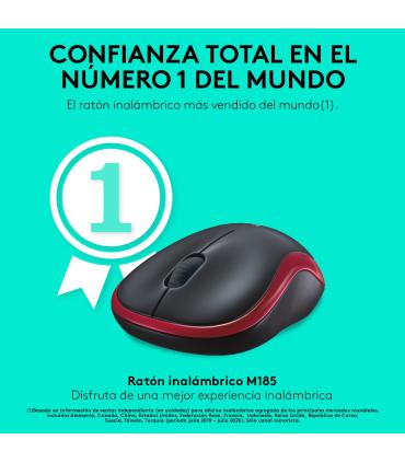 Ratn Inalmbrico Logitech M185  Hasta 1000 DPI  Rojo