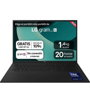 Porttil LG Gram 17ZD90T-G.AX78B Intel Core Ultra 7-255H/ 16GB/ 1TB SSD/ 17\'/ Sin Sistema Operativo